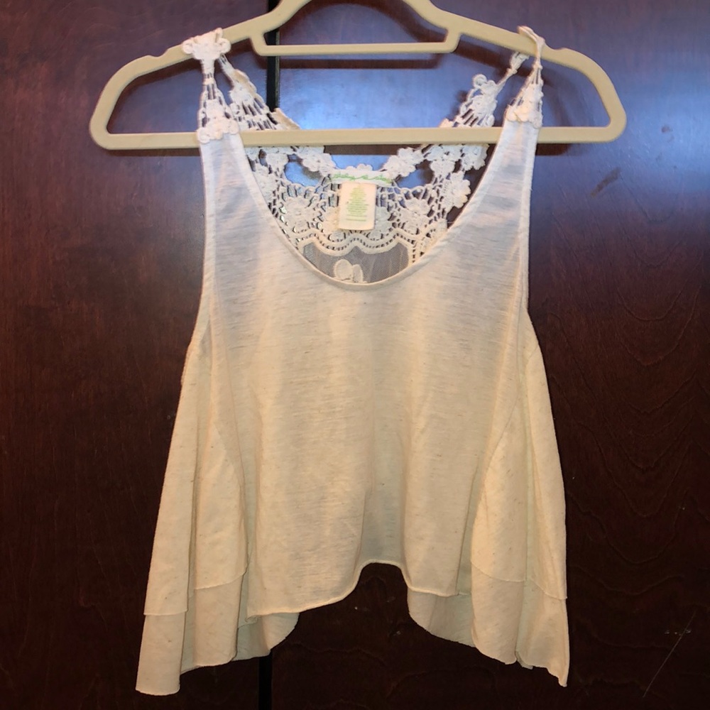 Cropped tank with floral back design